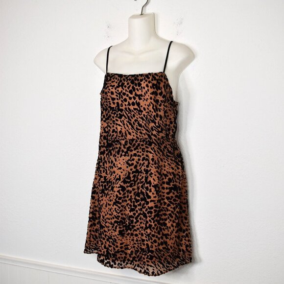 Lush Leopard Dress Sz L Crushed Velvet Adjustable Straps Party Cocktail Holiday - Picture 2 of 16